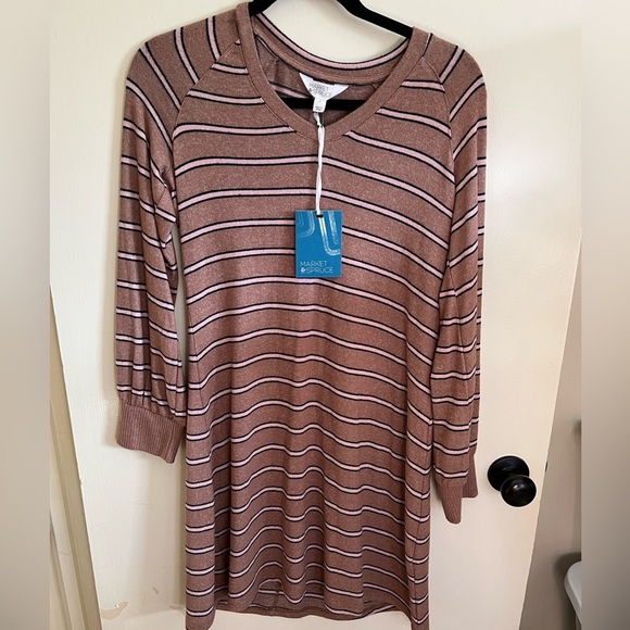 NEW Market & Spruce Pink Stripe Sweater Dress - Small - Picture 4 of 4
